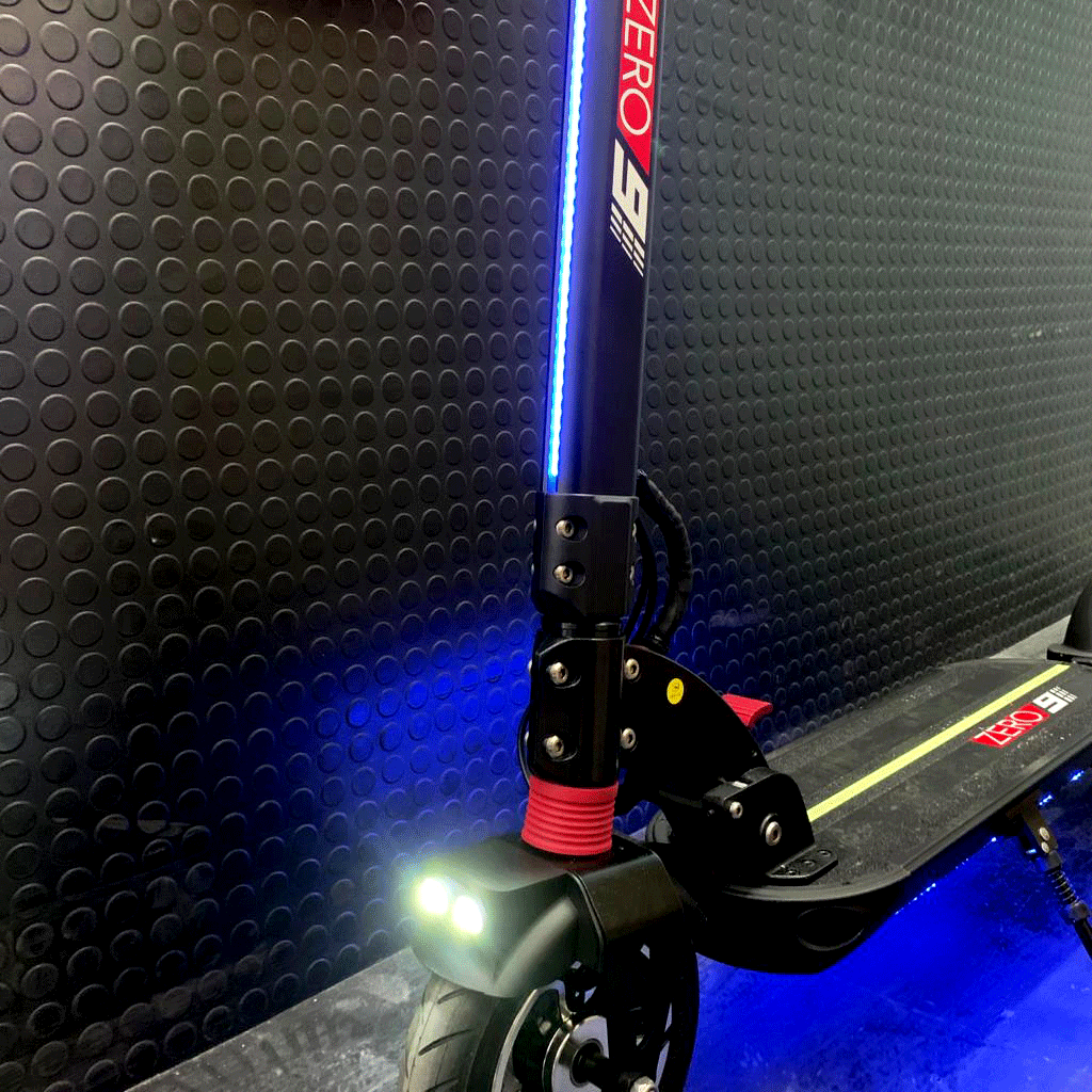 ZERO 9 lite escooter front led and blue lighting 